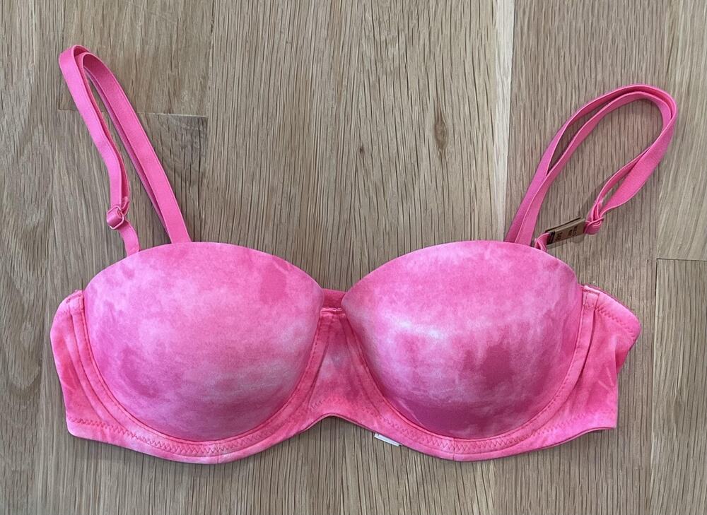 PINK Victoria's Secret Bra Womens 34B Pink Tie Dye Push-Up Microfiber Multiway